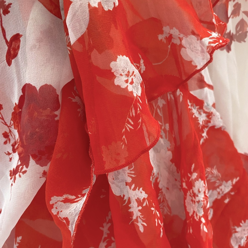 Alice + Olivia Floral Ruffle Maxi Dress in White and Pink - Picture 7 of 9